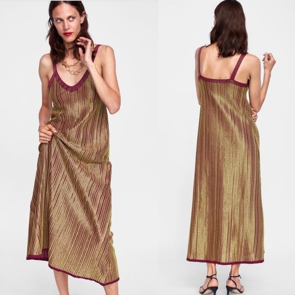 ZARA Limited Edition Dress with Metallic Thread - Picture 1 of 7
